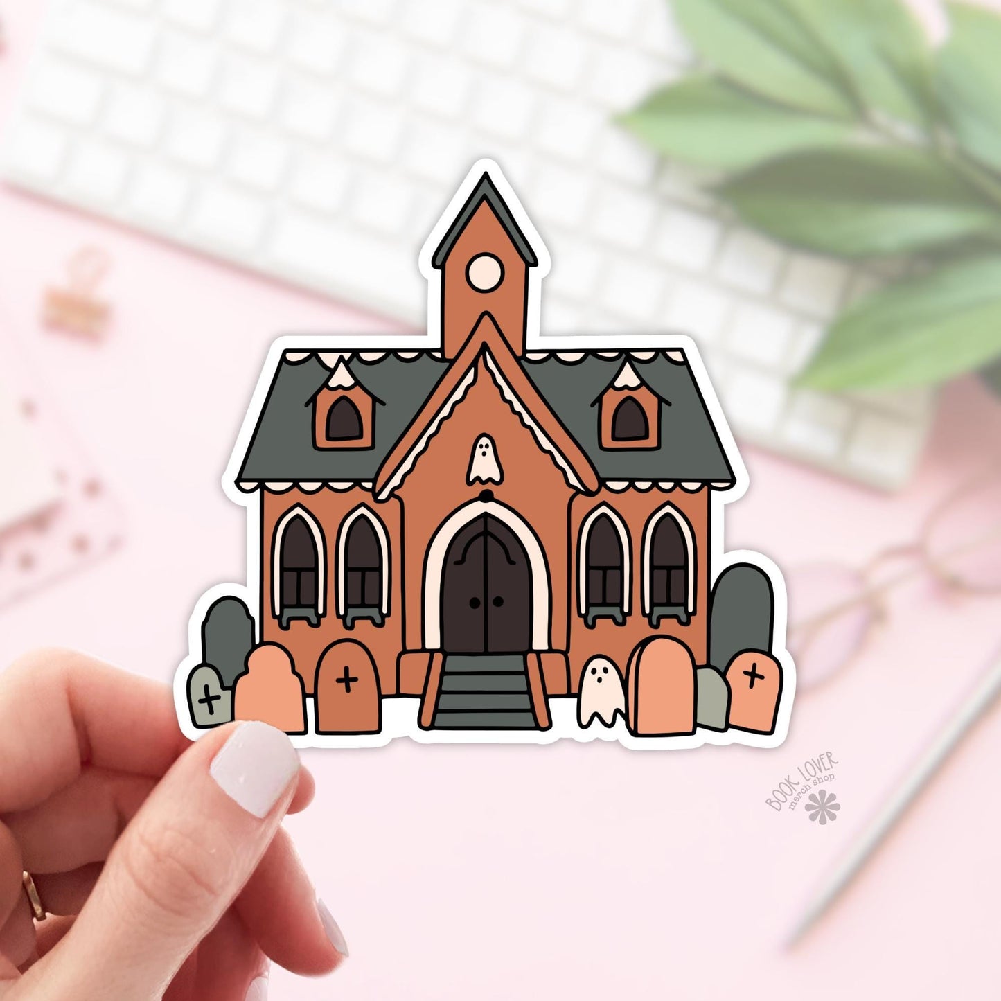 Haunted Gigerbread Library Stickers / Bookish Stickers / Book Lover Gift / Bookish Merch / Kindle Sticker / Smut Reader / Reading Lover