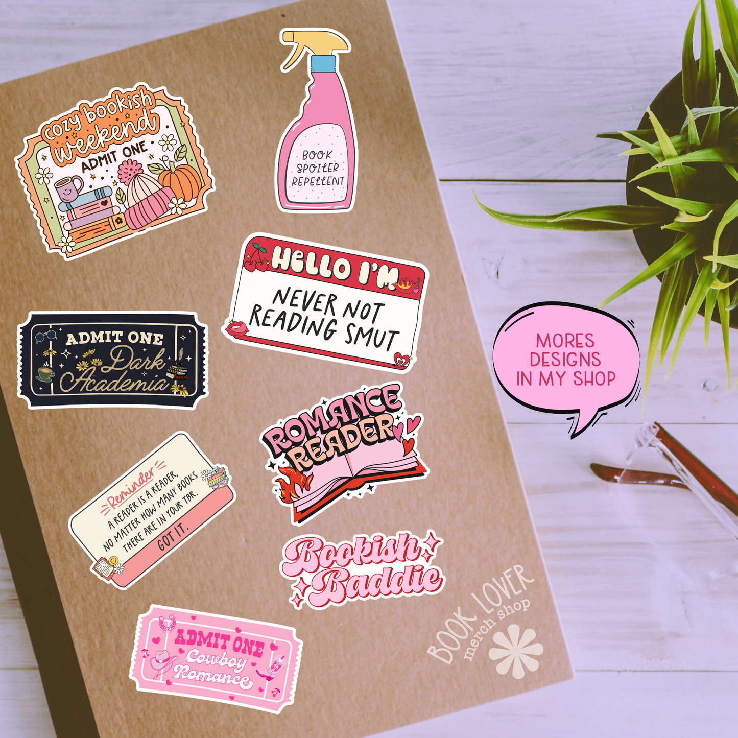 Vampire Romance Stickers / Bookish Stickers / Book Lover Gift / Bookish Merch / Kindle Sticker / Horror Reader / Reading Lover / E-Reader