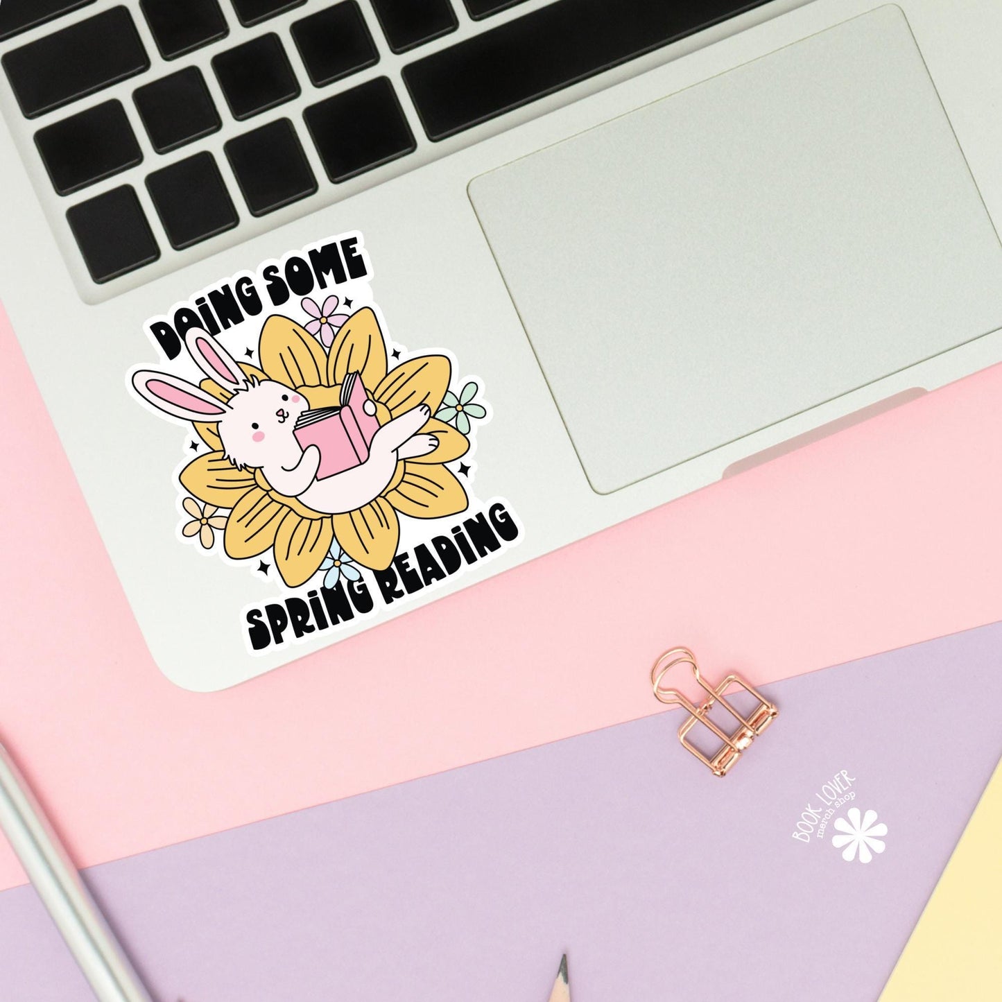 Doing Some Spring Reading Stickers / Bookish Stickers / Book Lover Gift / Bookish Merch / Kindle Sticker / Bunny Reader / Reading Lover