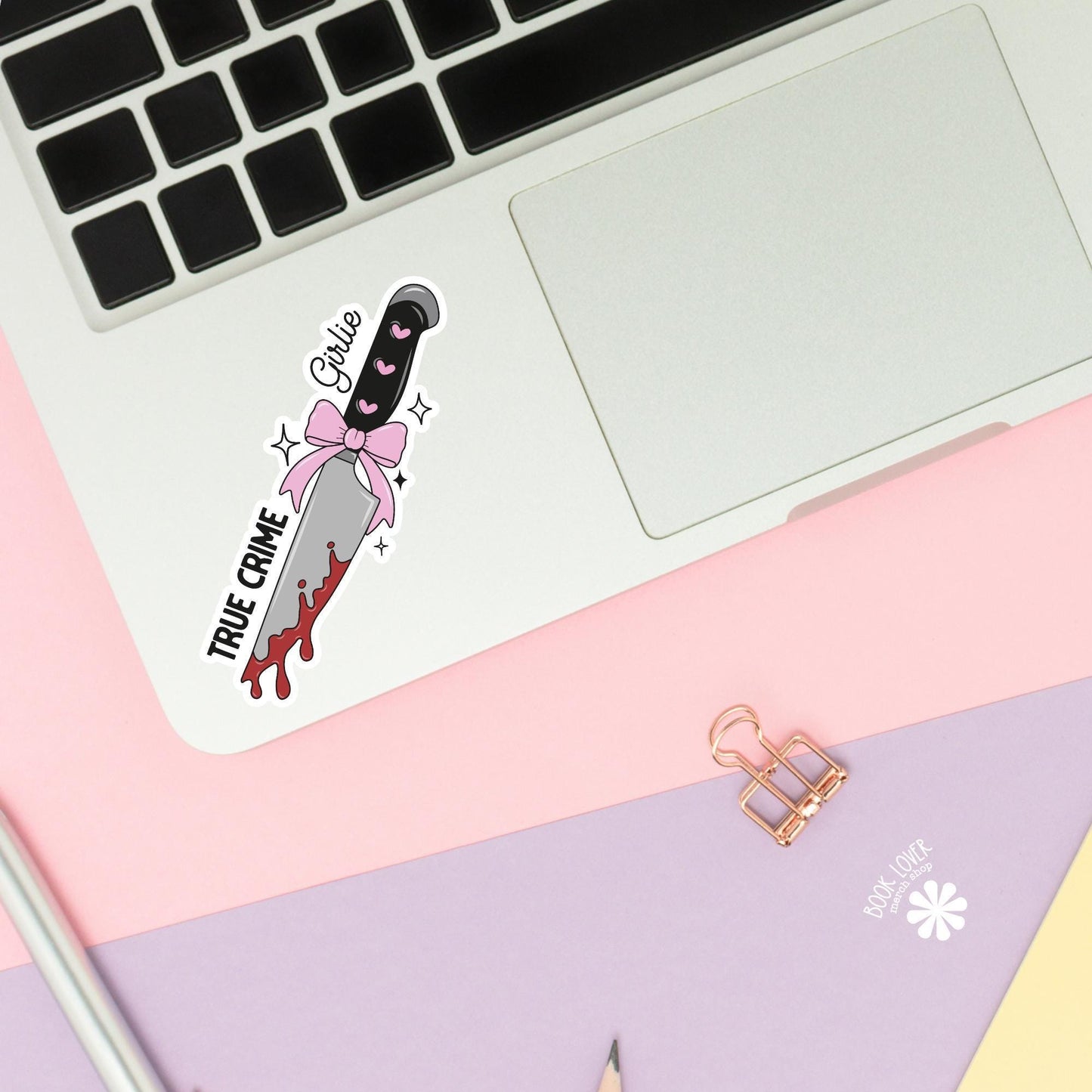True Crime Girlie Knife Stickers / Bookish Stickers / Book Lover Gift / Bookish Merch / Kindle Sticker / Smut Reader / Reading Lover