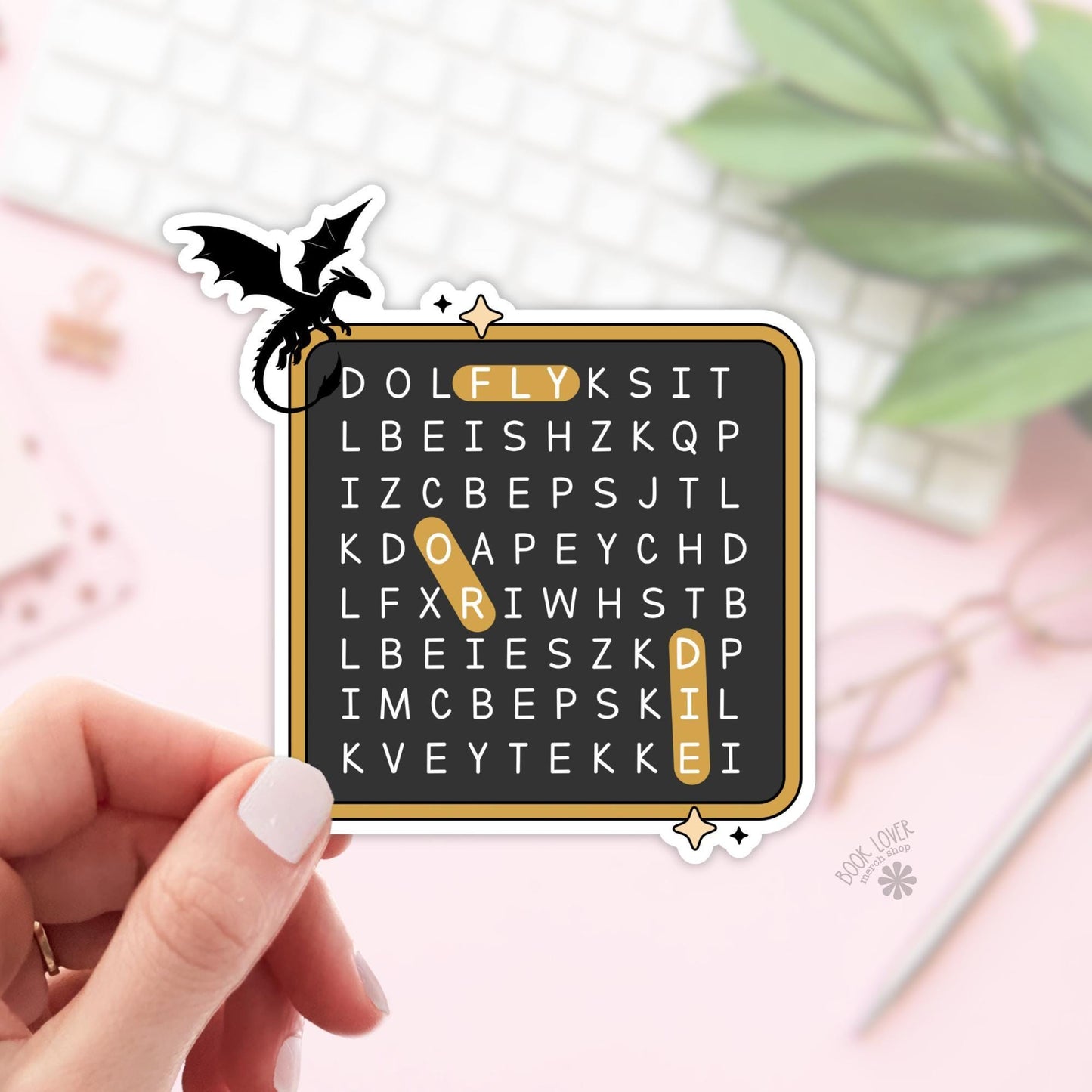 Fly Or Die Word Search Stickers / Bookish Stickers / Book Lover Gift / Bookish Merch / Kindle Sticker / Fantasy Reader / Reading Lover