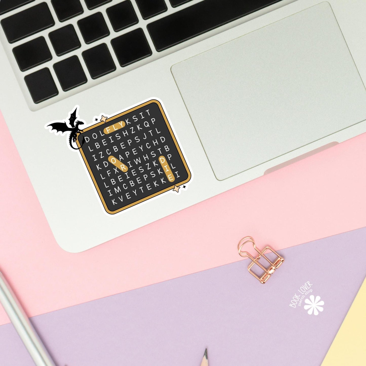Fly Or Die Word Search Stickers / Bookish Stickers / Book Lover Gift / Bookish Merch / Kindle Sticker / Fantasy Reader / Reading Lover
