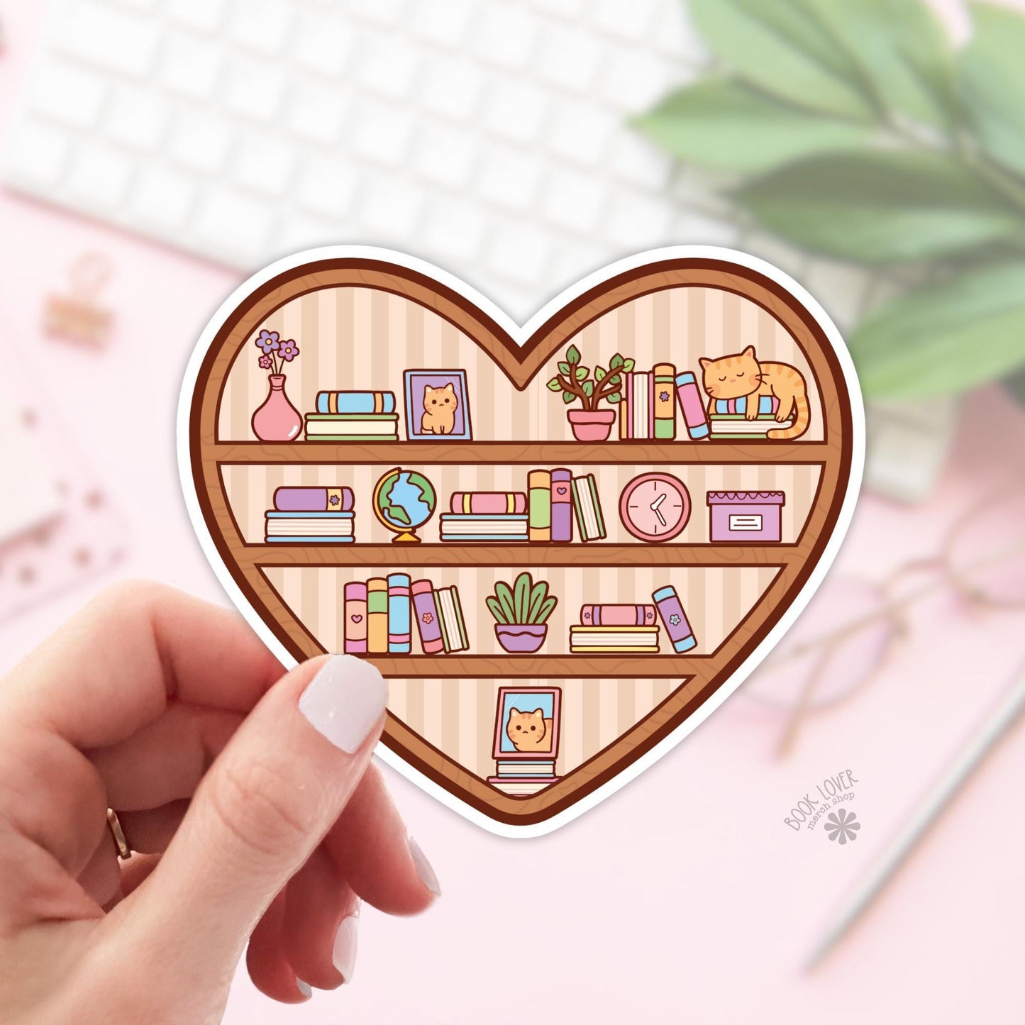 Heart Bookshelf Stickers / Bookish Stickers / Book Lover Gift / Bookish Merch / Kindle Sticker / Smut Reader / Reading Lover / E-Reader