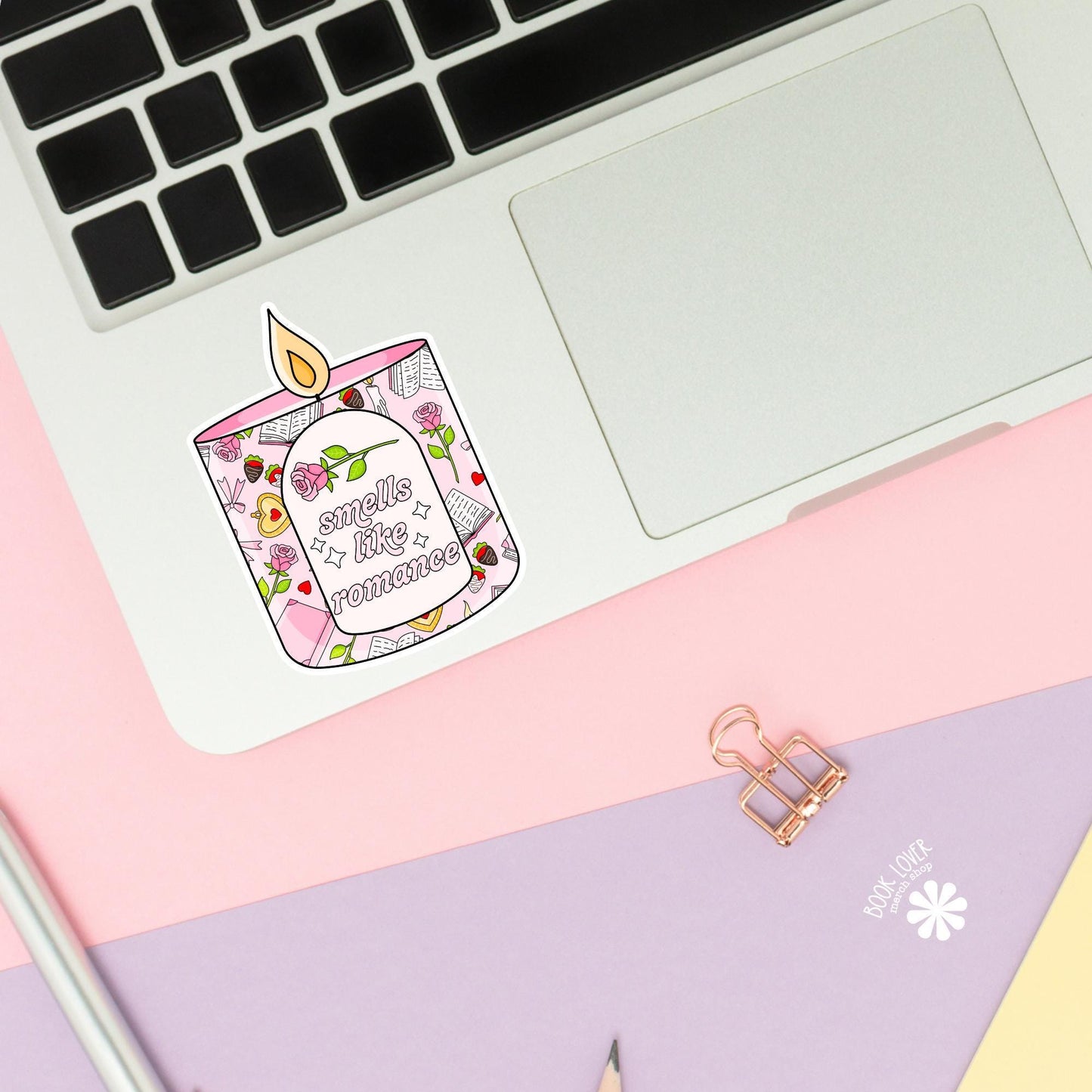 Smells Like Romance Candle Stickers / Bookish Stickers / Book Lover Gift / Bookish Merch / Kindle Sticker / Smut Reader / Reading Lover