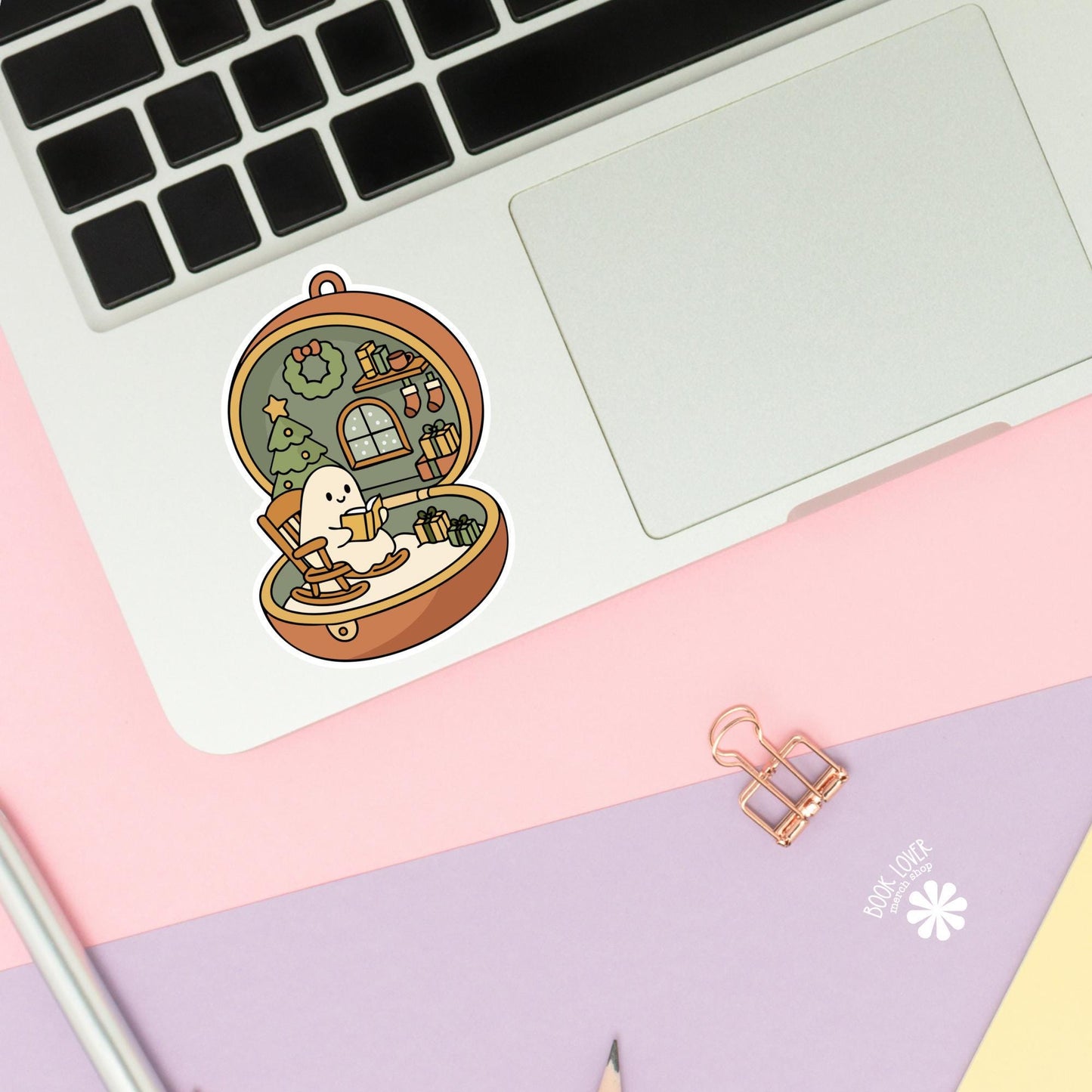 Christmas Ghost Pocket Stickers / Bookish Stickers / Book Lover Gift / Bookish Merch / Kindle Sticker / Smut Reader / Reading Lover