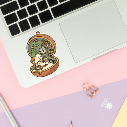Christmas Ghost Pocket Stickers / Bookish Stickers / Book Lover Gift / Bookish Merch / Kindle Sticker / Smut Reader / Reading Lover