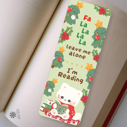 Christmas Cat Fa La La bookmark, double sided, view 2