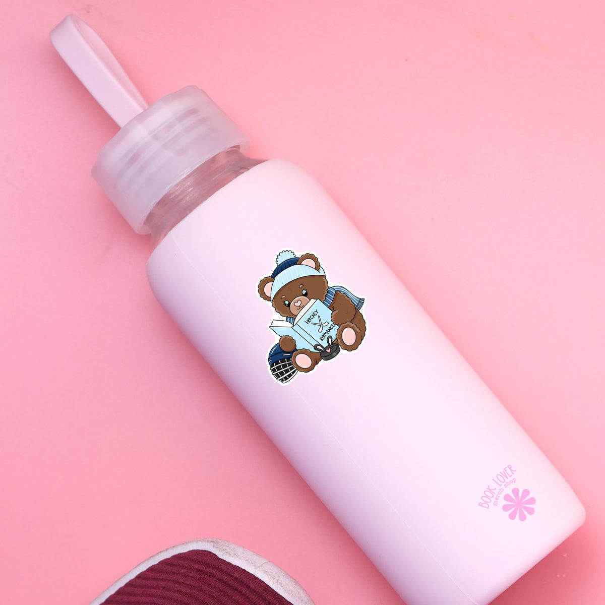 Hockey romance bear vinyl sticker, bookish decal for readers