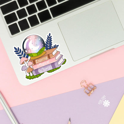 Entering Magical Worlds Stickers / Bookish Stickers / Book Lover Gift / Bookish Merch / Kindle Sticker / Mystical Reader / Reading Lover
