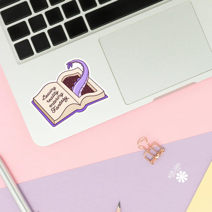Leaving Reality Entering Fantasy Stickers / Bookish Stickers / Book Lover Gift / Bookish Merch / Kindle Sticker / Fantasy Reader