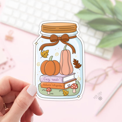 Bookish Fall Jar Stickers / Autumn Bookish Stickers / Book Lover Gift / Bookish Merch / Kindle Sticker / Cozy Reader / Reading Lover
