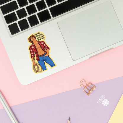 Cowboy Hat Book Boyfriend sticker close up, matte finish, book lover vinyl decal