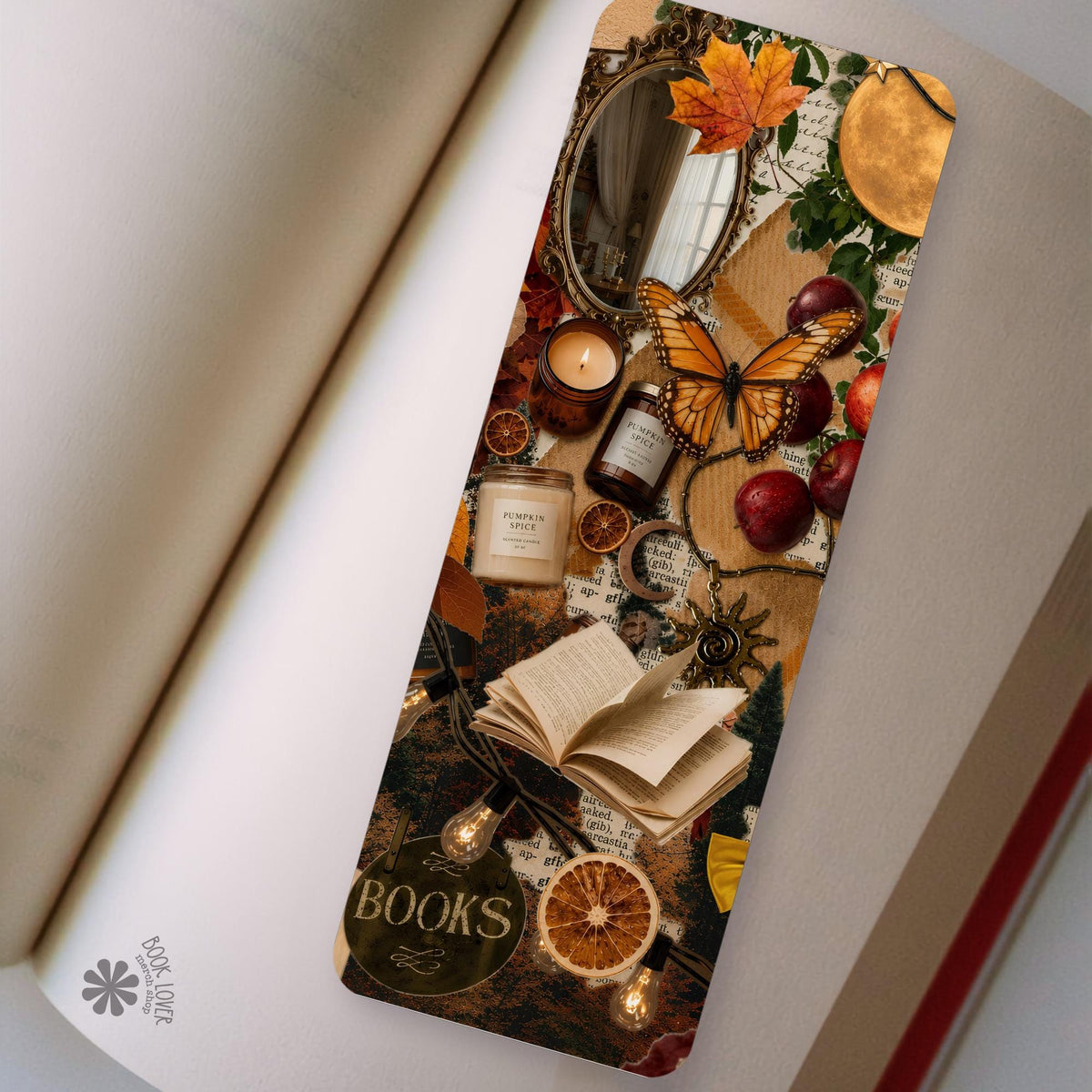 Dark Academia Butterfly bookmark front and back, cardstock page marker
