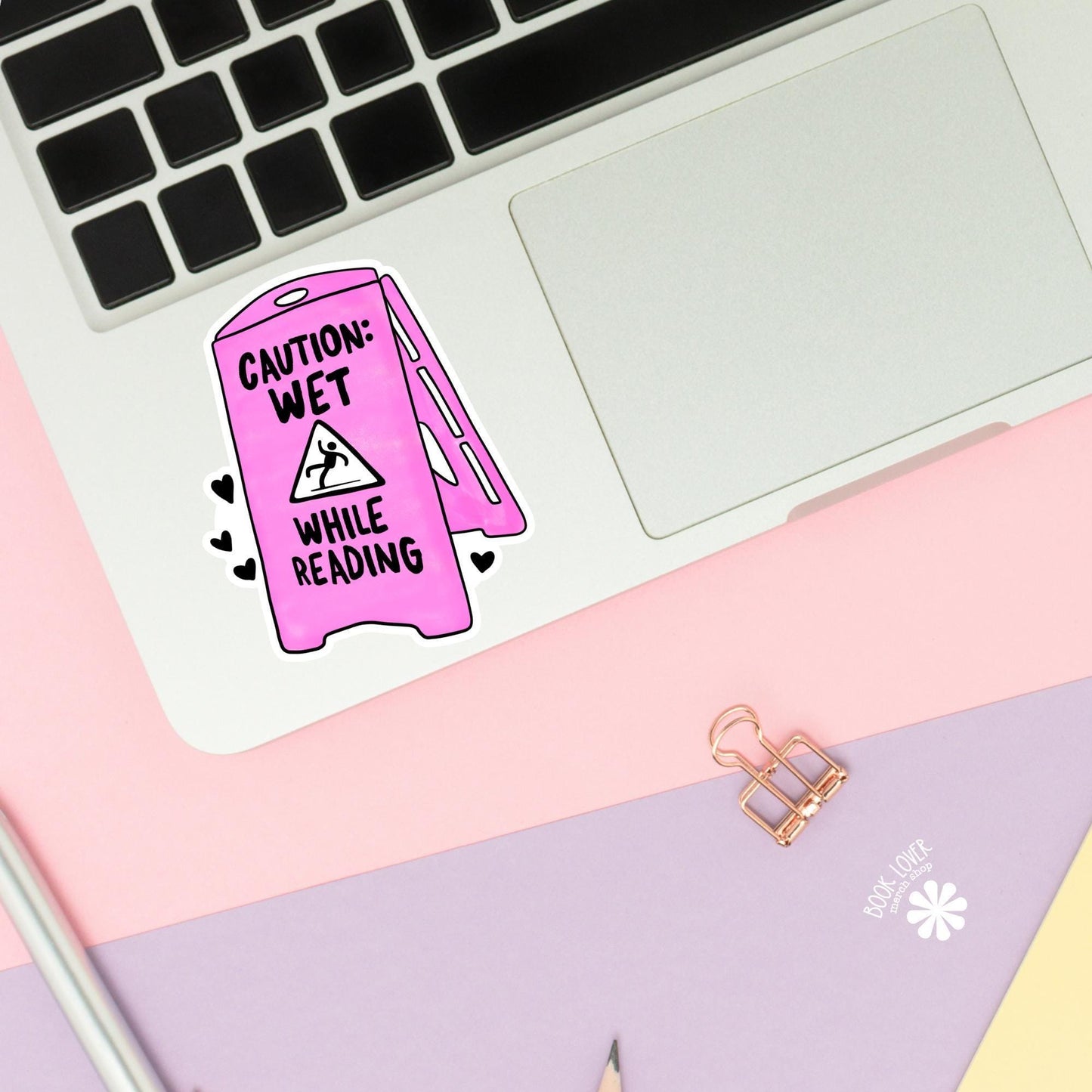 Caution: Wet While Reading Stickers / Bookish Stickers / Book Lover Gift / Bookish Merch / Kindle Sticker / Smut Reader / Reading Lover