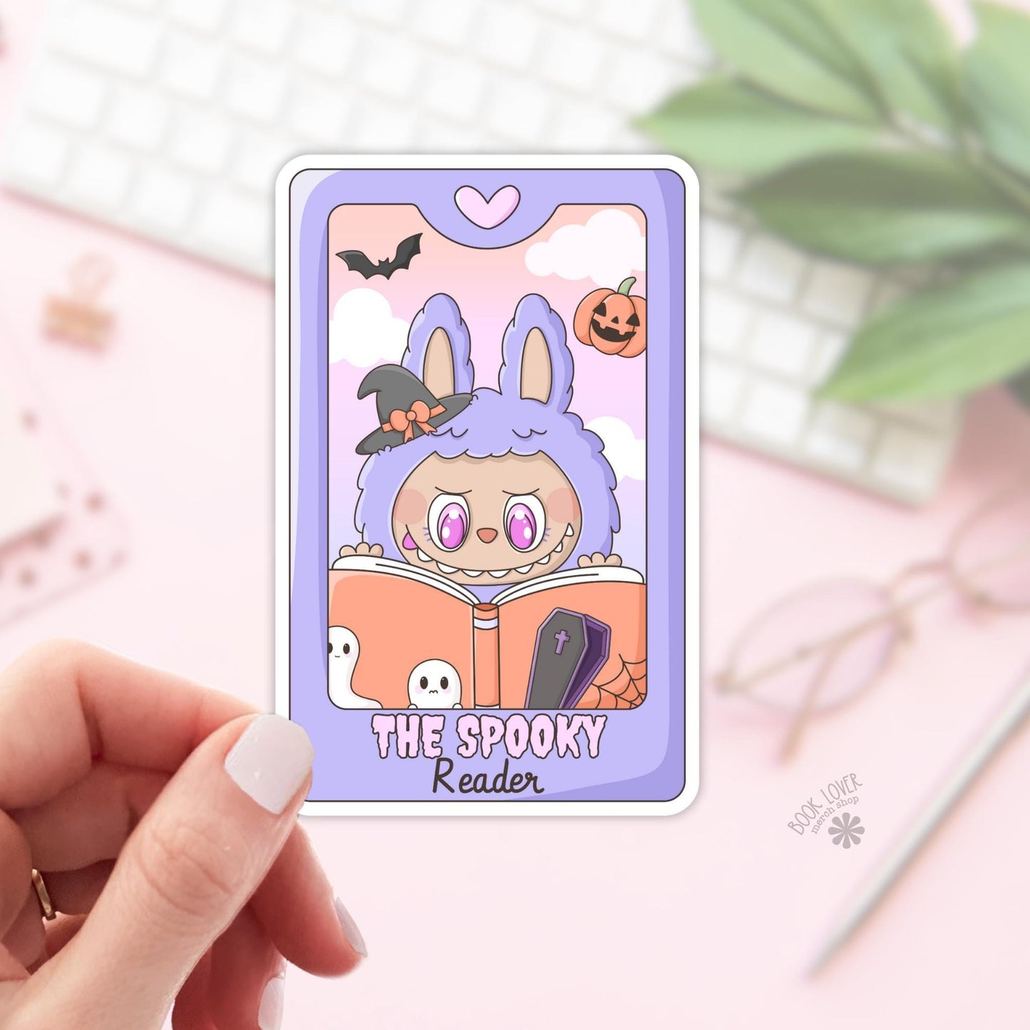 The Spooky Reader Stickers / Halloween Tarot Card Trinket Bookish Stickers / Book Lover Gift / Bookish Merch / Reading Kindle Sticker