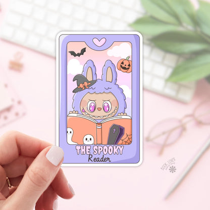 The Spooky Reader Stickers / Halloween Tarot Card Trinket Bookish Stickers / Book Lover Gift / Bookish Merch / Reading Kindle Sticker