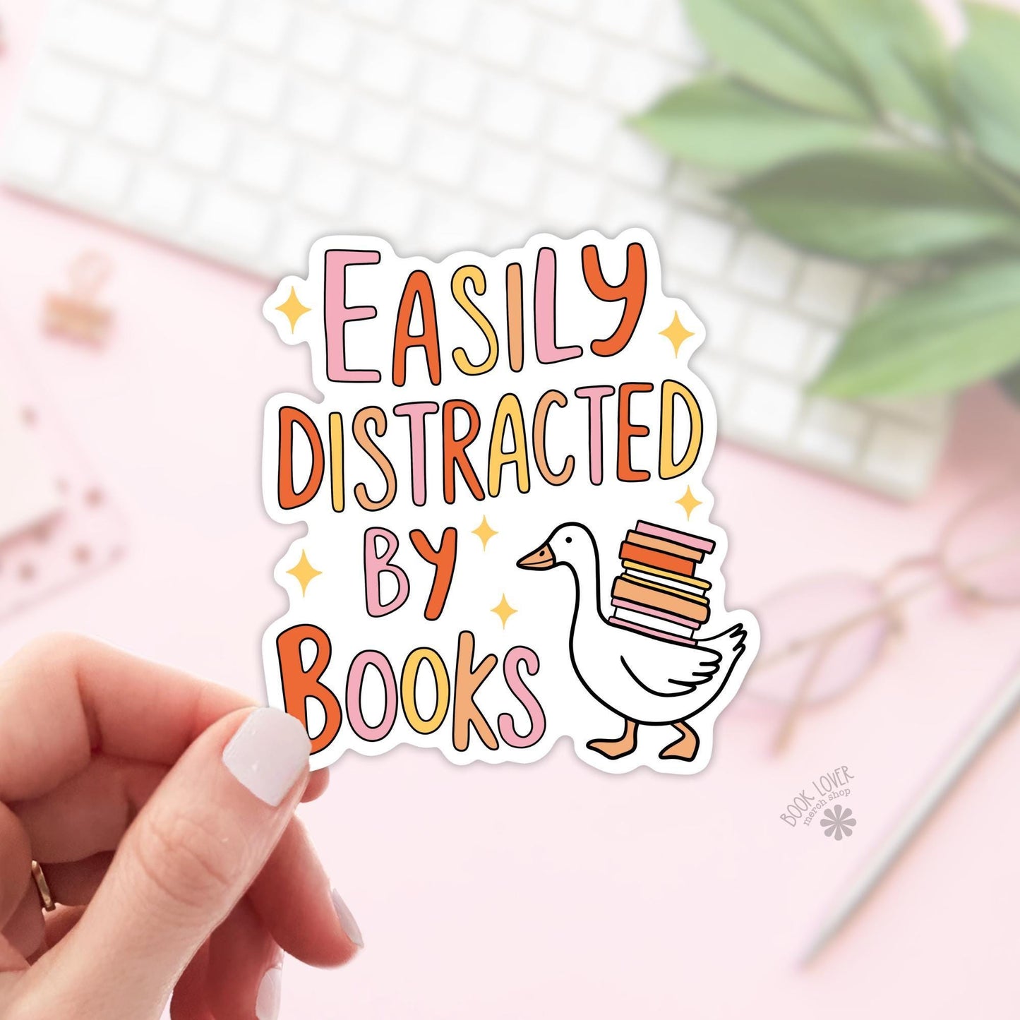 Easily Distracted by Books Stickers / Bookish Stickers / Book Lover Gift / Bookish Merch / Kindle Sticker / Smut Reader / Reading Lover