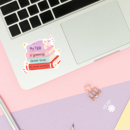 My TBR sticker close-up – matte finish – book lover vinyl decal
