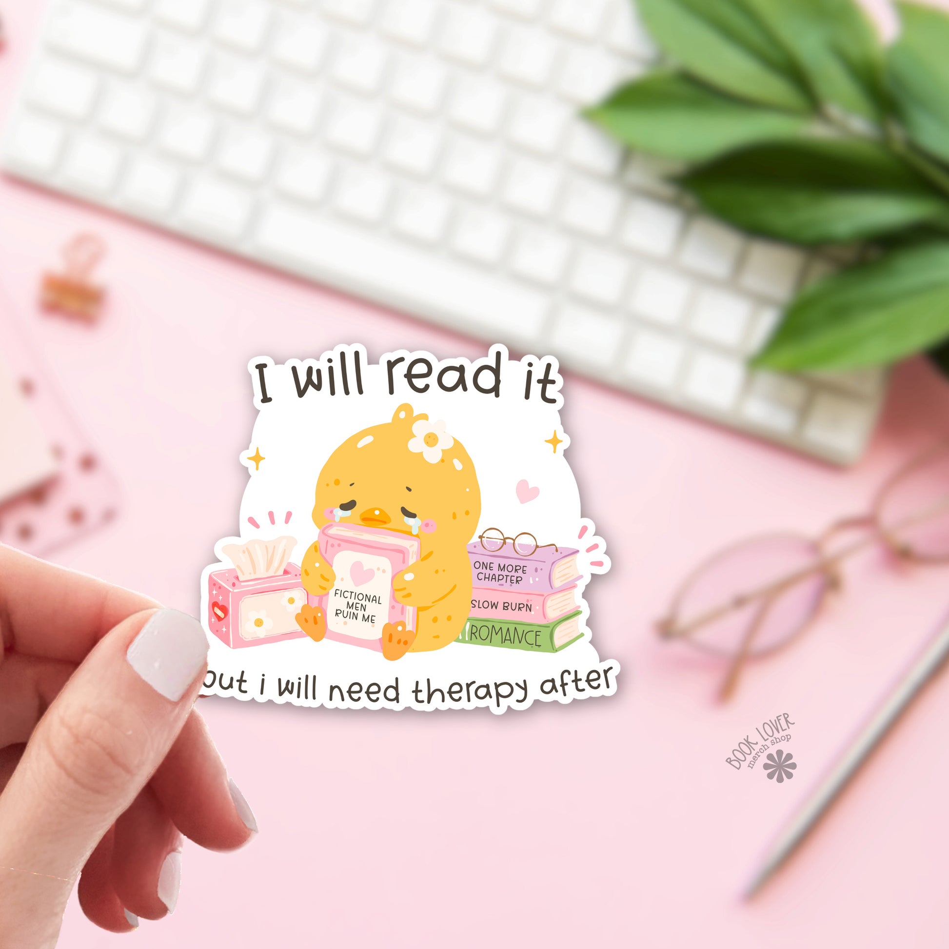 Fictional men ruin me bookish sticker – vinyl die cut – dark romance reader gift