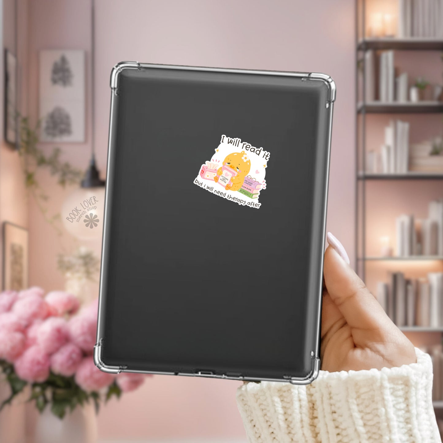 Fictional men ruin me sticker on Kindle – bookish dark romance decal