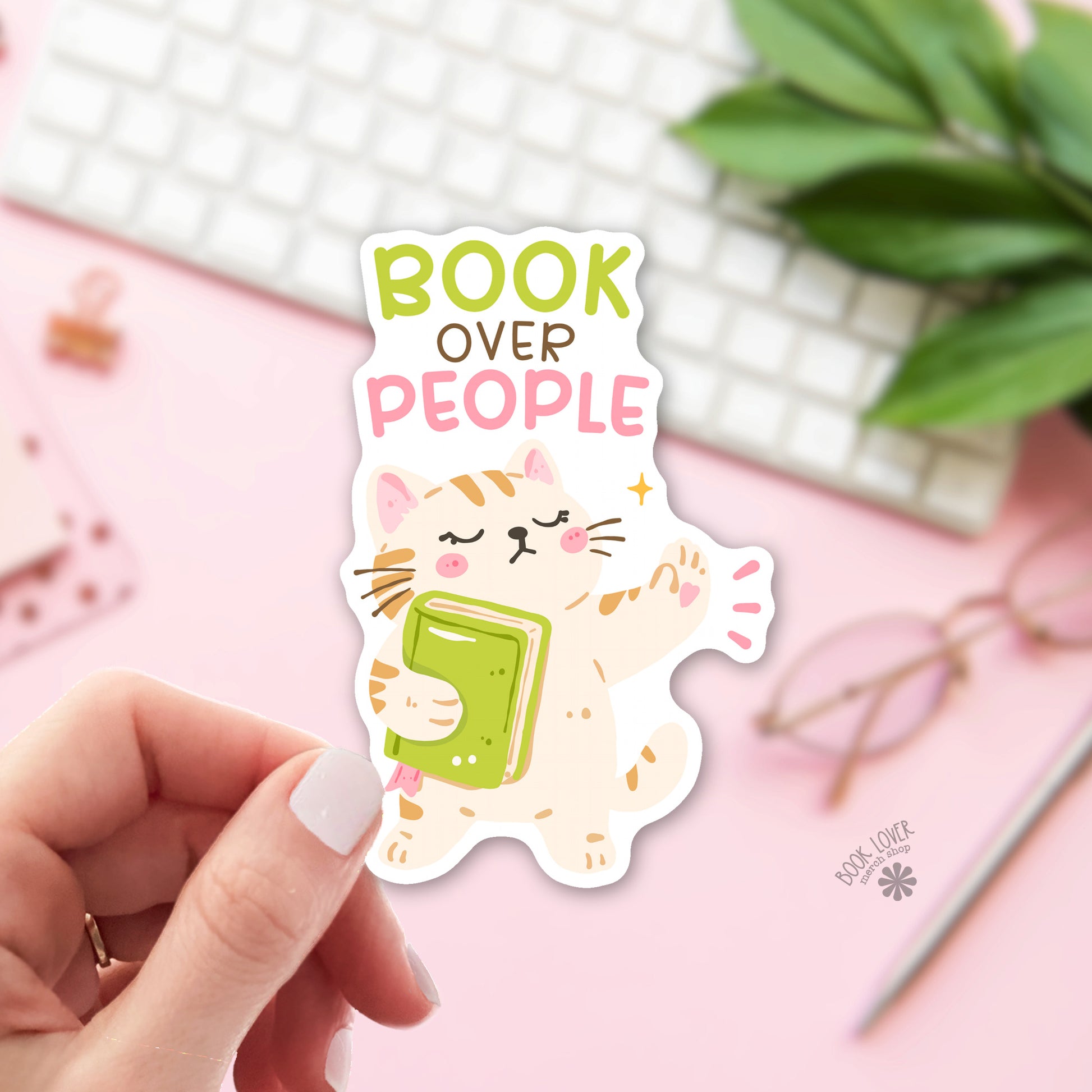 Book over People bookish sticker – vinyl die cut – introvert reader gift
