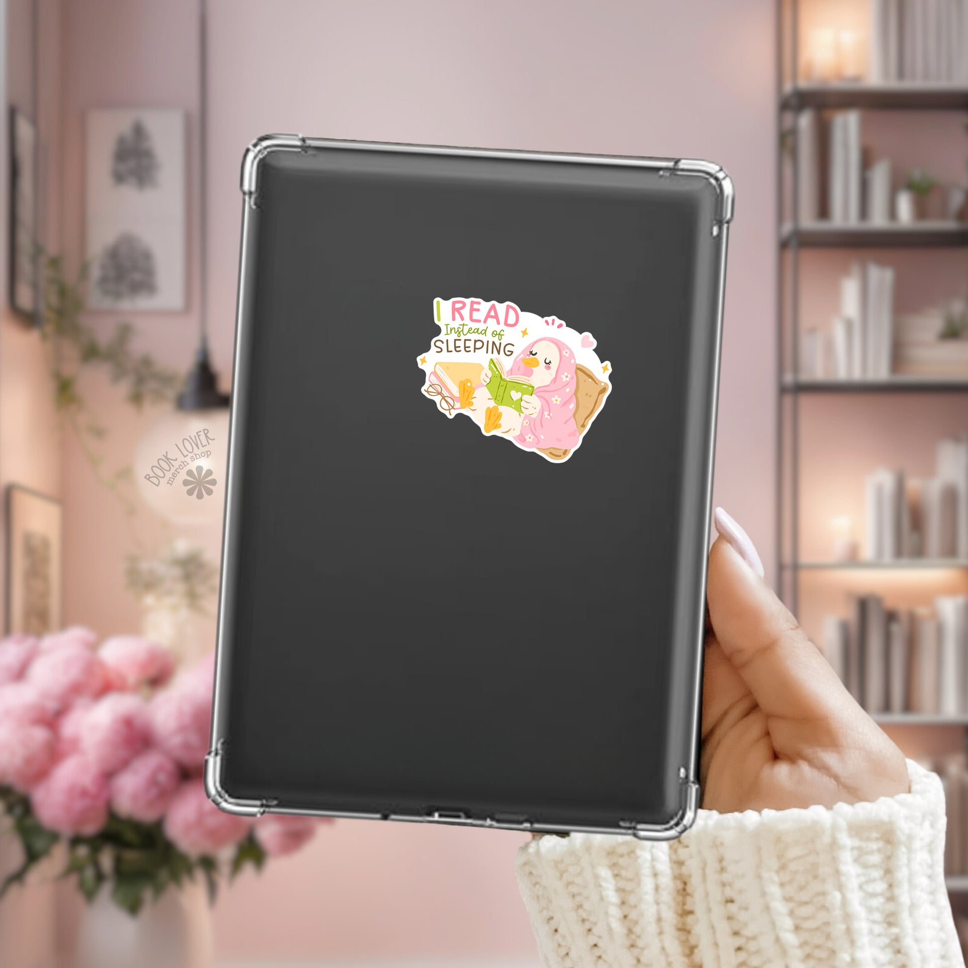 I Read Instead of Sleeping sticker on Kindle – bookish night reader decal