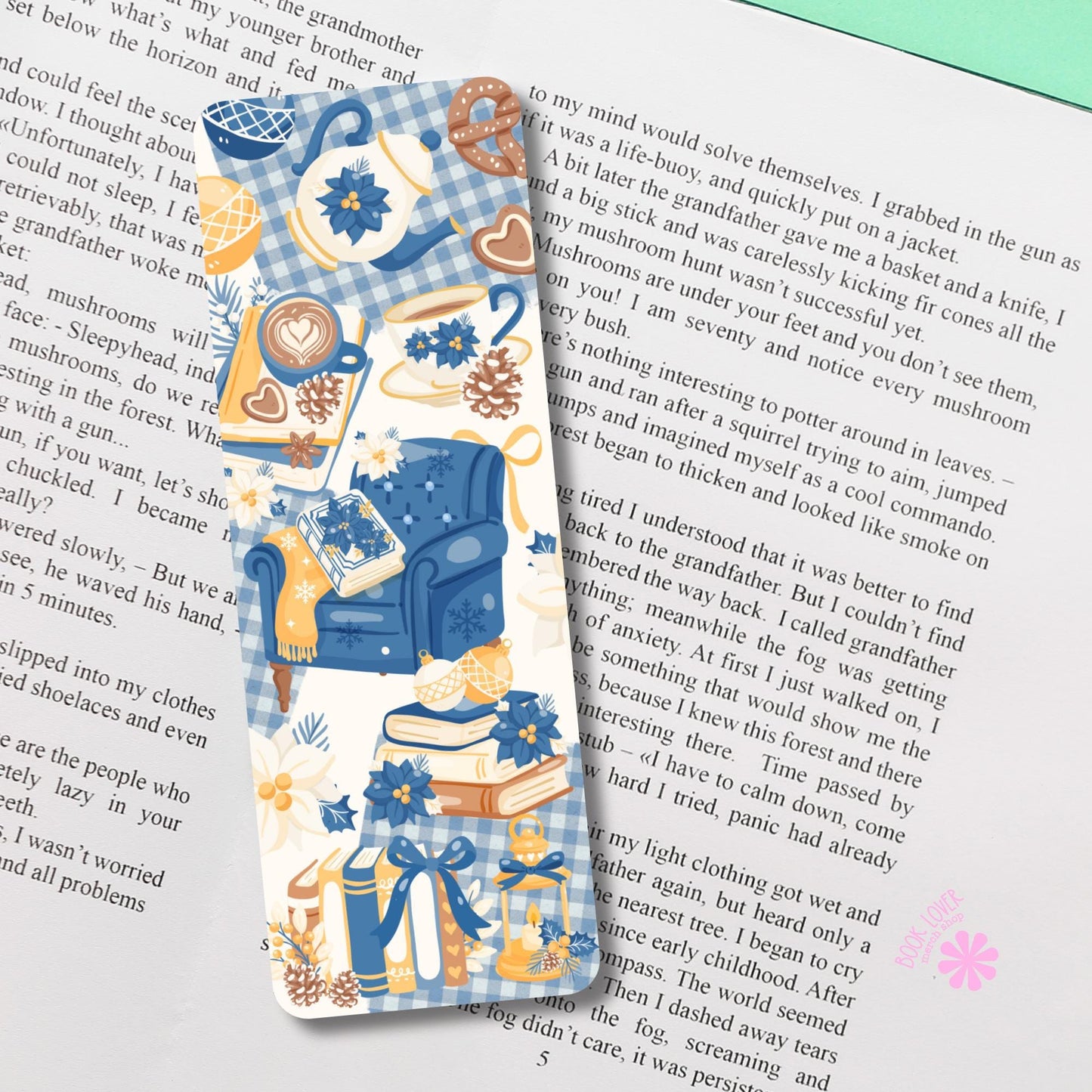 Cozy Frosted Library Winter Bookish Bookmark / Coquette Bookish Bookmark / Book Lover Gift / Bookish Merch / Smut Reader / Reading Lover