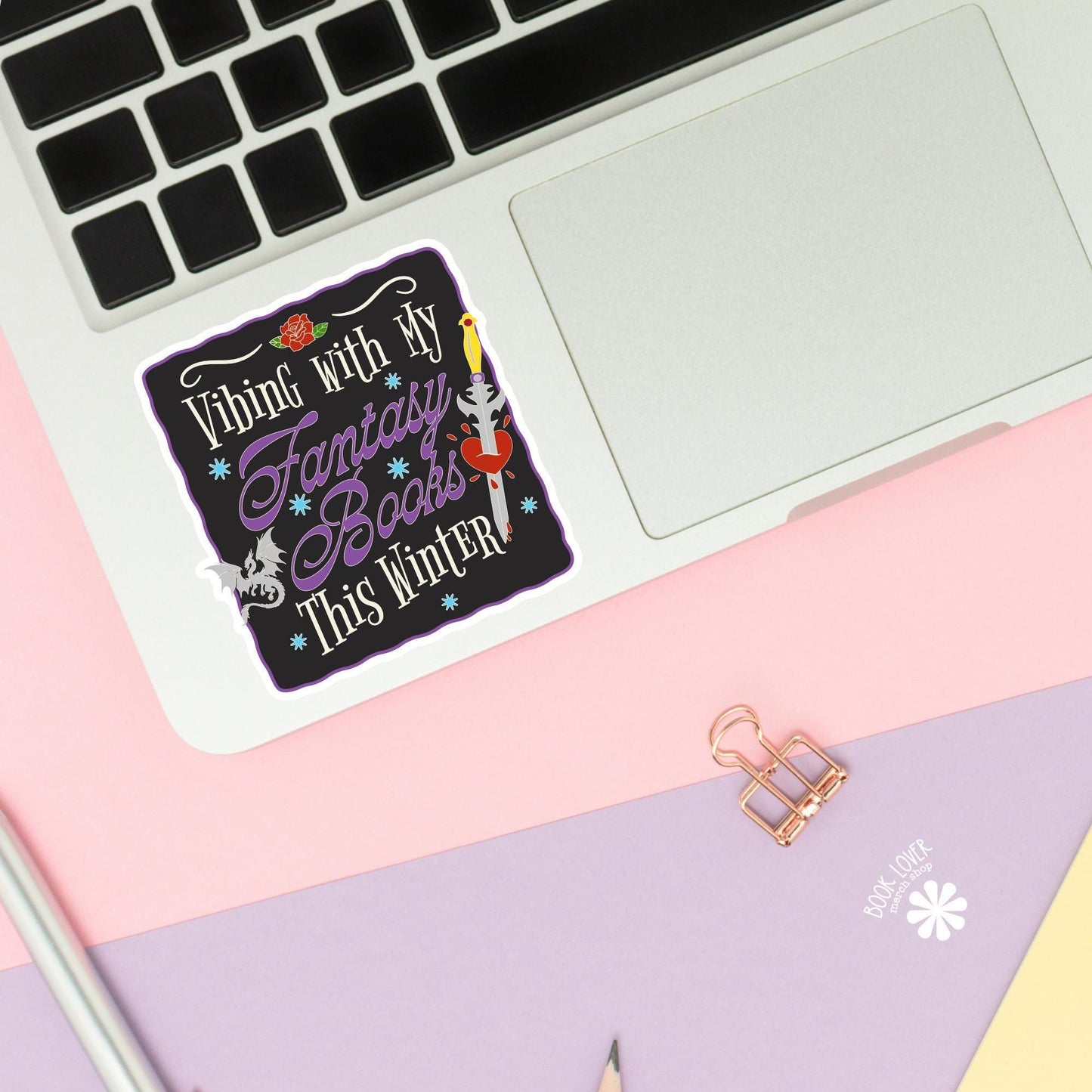 Vibing With My Fantasy Books This Winter Stickers / Bookish Stickers / Book Lover Gift / Bookish Merch / Kindle Sticker / Smut Reader