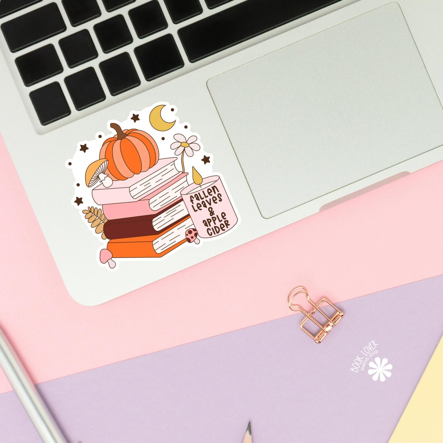 Autumn Books and Candle Stickers / Bookish Stickers / Book Lover Gift / Bookish Merch / Kindle Sticker / Smut Reader / Reading Lover
