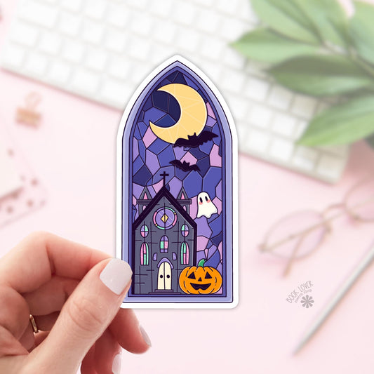 Halloween Stained Glass Stickers / Bookish Stickers / Book Lover Gift / Bookish Merch / Kindle Sticker / Smut Reader / Reading Lover