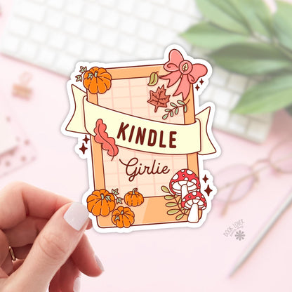Autumn Kindle Girlie Stickers / Fall Bookish Stickers / Book Lover Gift / Bookish Merch / Kindle Sticker / Reading Lover / E-Reader