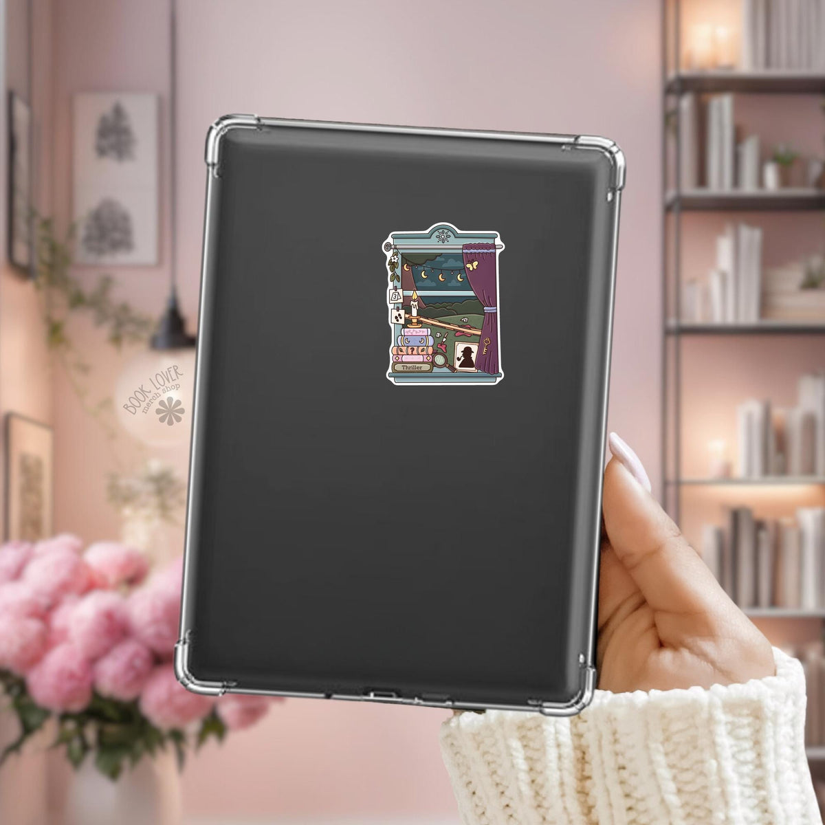 Murder Mystery Detective Kindle sticker on desk, bookish decal