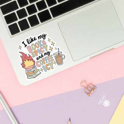 I Like My books Spicy and My Coffee Icy Stickers / Bookish Stickers / Book Lover Gift / Bookish Merch / Kindle Sticker / Smut Reader