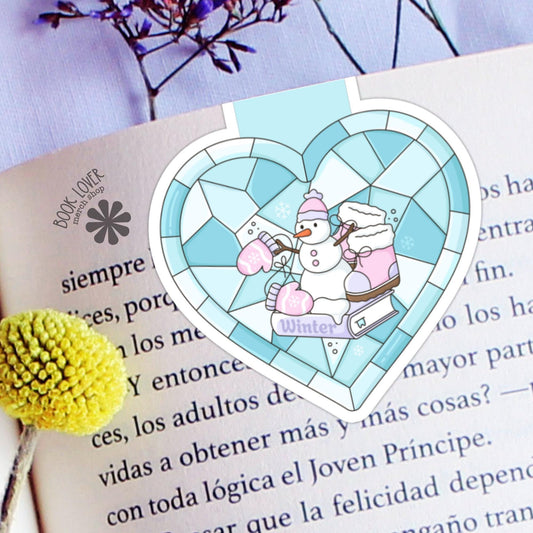 Winter Stained Glass Heart Magnetic Bookmark / Bookish Bookmark / Book Lover Gift / Bookish Merch / Smut Reader / Reading Lover