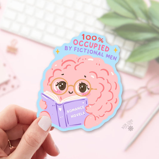 Fictional Men Brain bookish sticker, vinyl die cut, Romance Reader gift