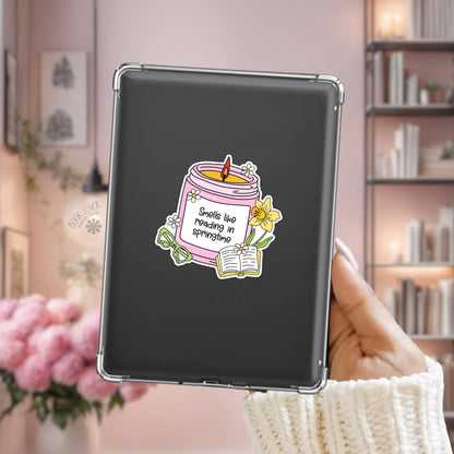Smells Like Reading in Springtime Stickers / Bookish Spring Stickers / Book Lover Gift / Bookish Merch / Kindle Sticker / Reading Lover