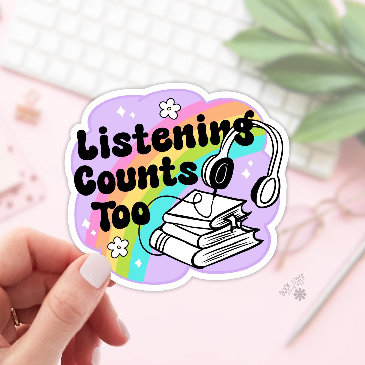Listening Couts Too Stickers / Bookish Stickers / Book Lover Gift / Bookish Merch / Kindle Sticker / Audiobook / Reading Lover / E-Reader