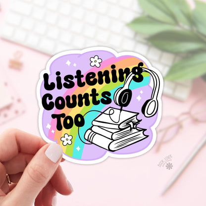 Listening Couts Too Stickers / Bookish Stickers / Book Lover Gift / Bookish Merch / Kindle Sticker / Audiobook / Reading Lover / E-Reader