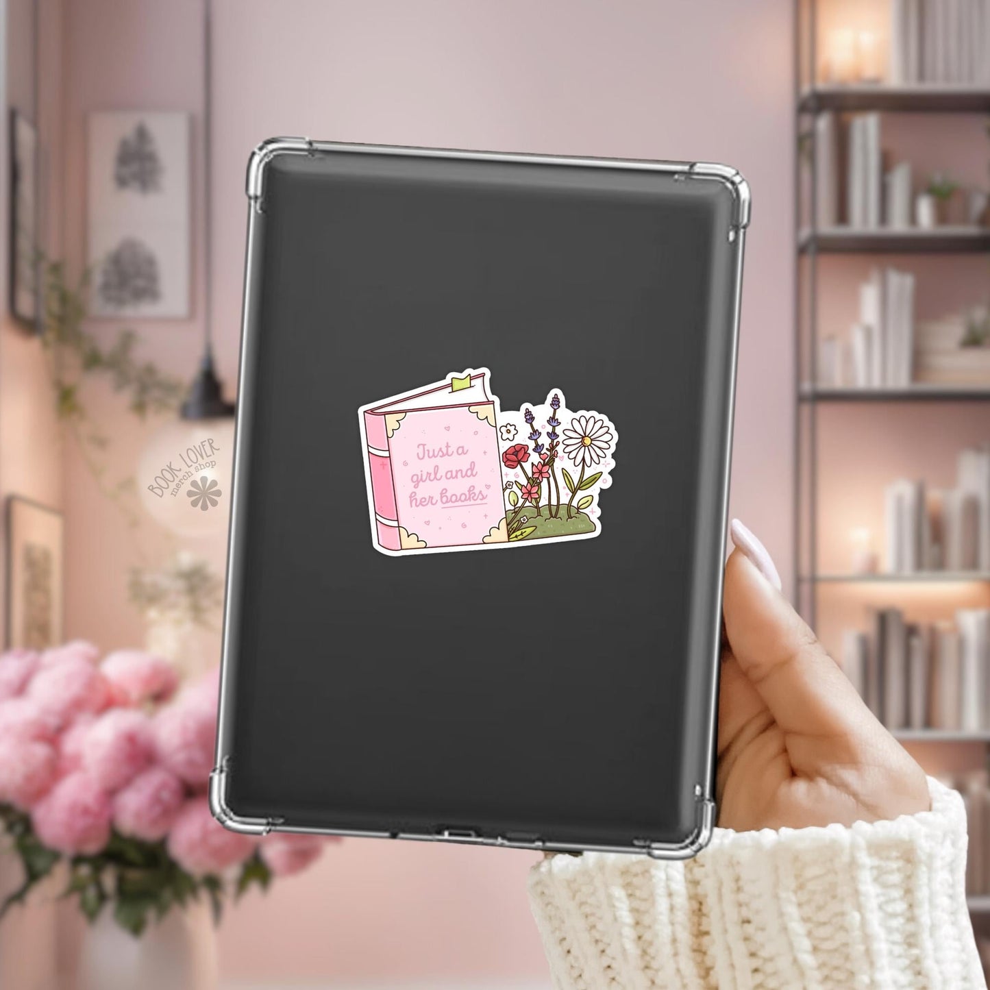 Just a Girl and Her Books Sticker / Bookish Reader Merch / Kindle Stickers Accessories