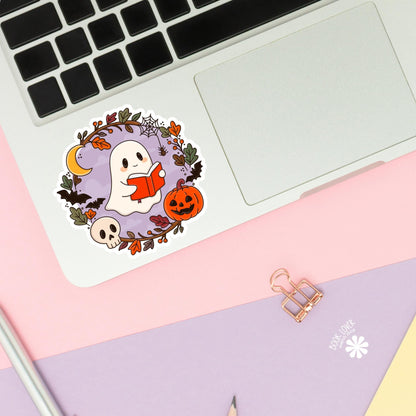 Ghost Reading Stickers / Halloween Bookish Stickers / Book Lover Gift / Bookish Merch / Kindle Sticker / Reading Lover / E-Reader