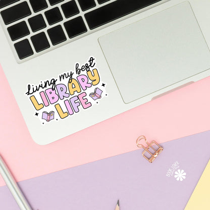 Living My Best Library Life Stickers / Bookish Stickers / Book Lover Gift / Bookish Merch / Kindle Sticker / Smut Reader / Reading Lover