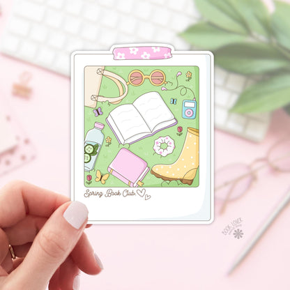 Spring Book Club Polaroid Stickers / Bookish Stickers / Book Lover Gift / Bookish Merch / Kindle Sticker /  Reading Lover / E-Reader