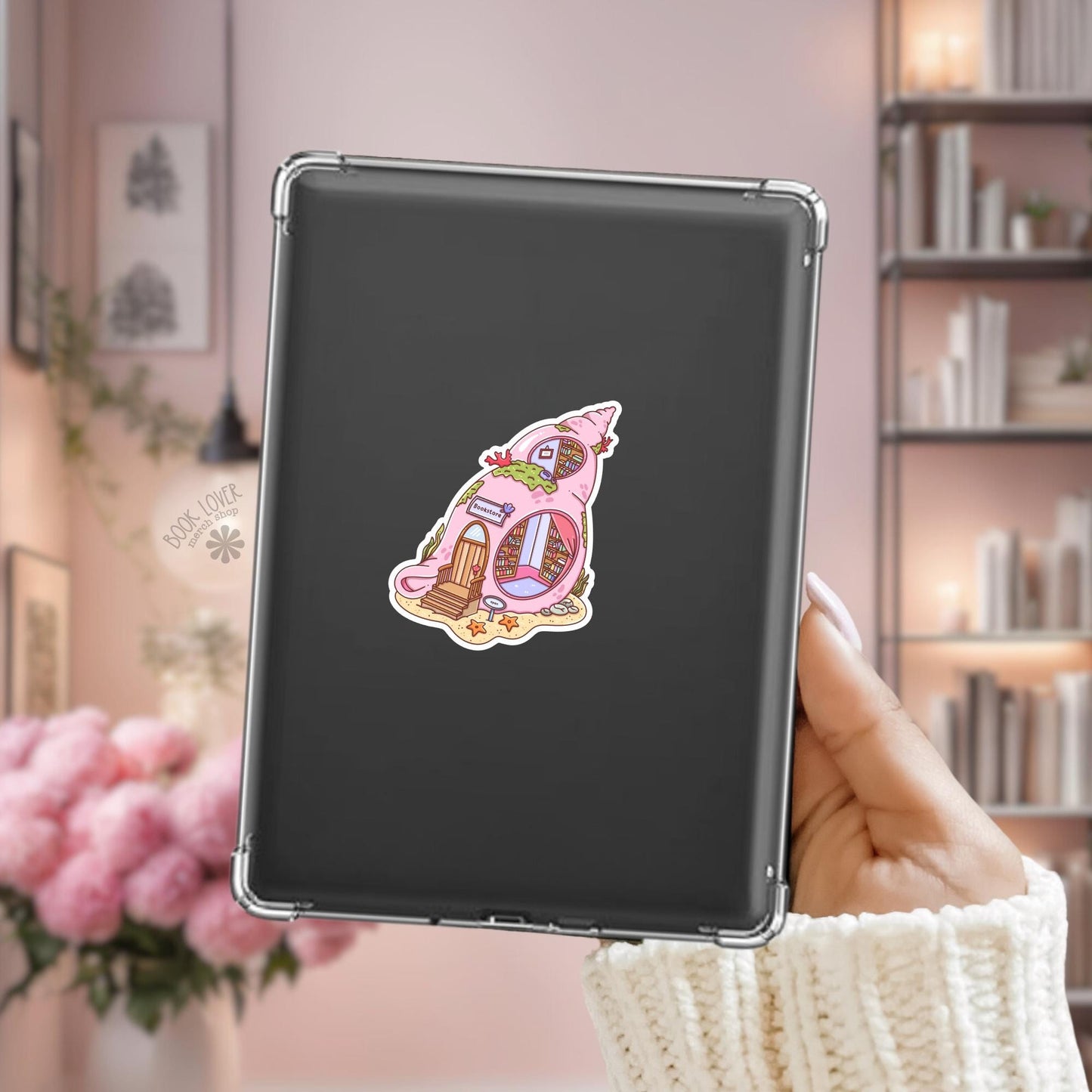 Summer Bookstore Stickers / Whimsical Seashell Bookish Stickers / Book Lover Gift / Bookish Merch / Kindle Sticker / Reading Lover