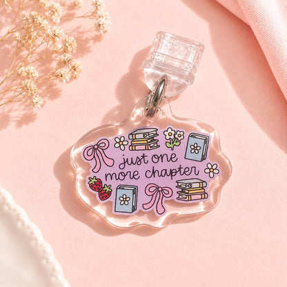 Just One More Chapter USB C dust plug, Kindle charm