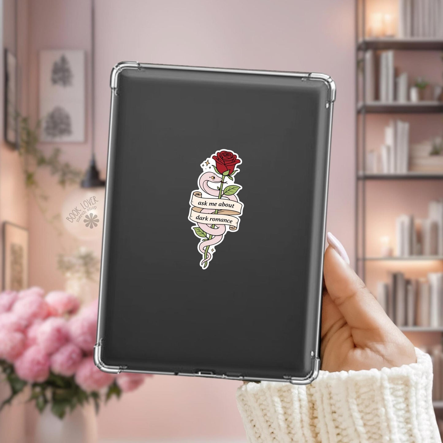 Ask Me About Dark Romance Stickers / Bookish Stickers / Book Lover Gift / Bookish Merch / Kindle Sticker / Reading Lover