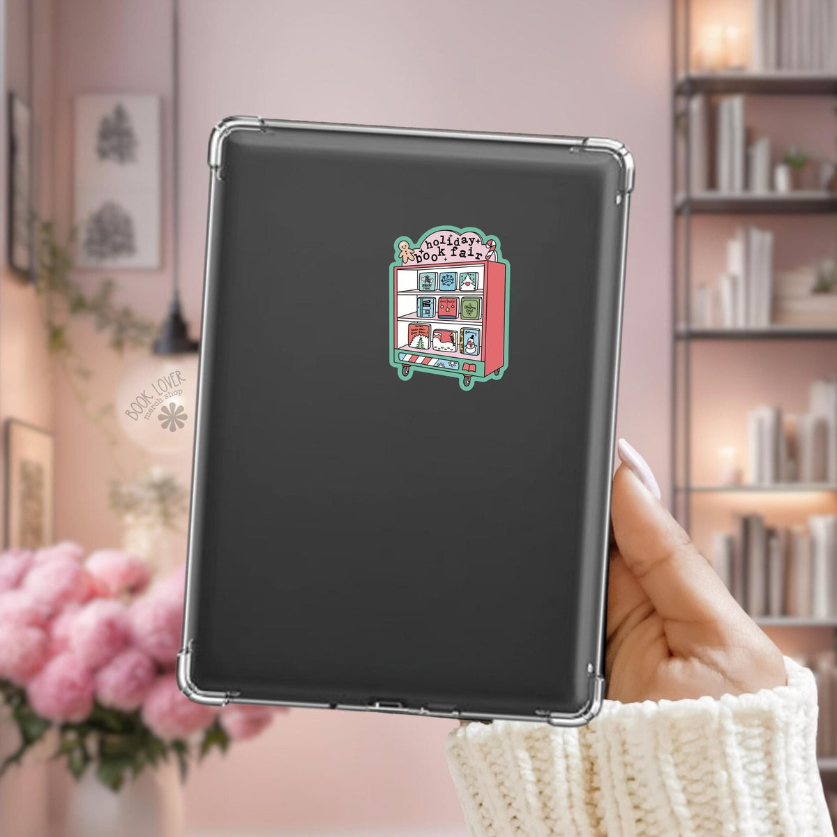 Gingerbread Man Kindle sticker on desk, bookish decal