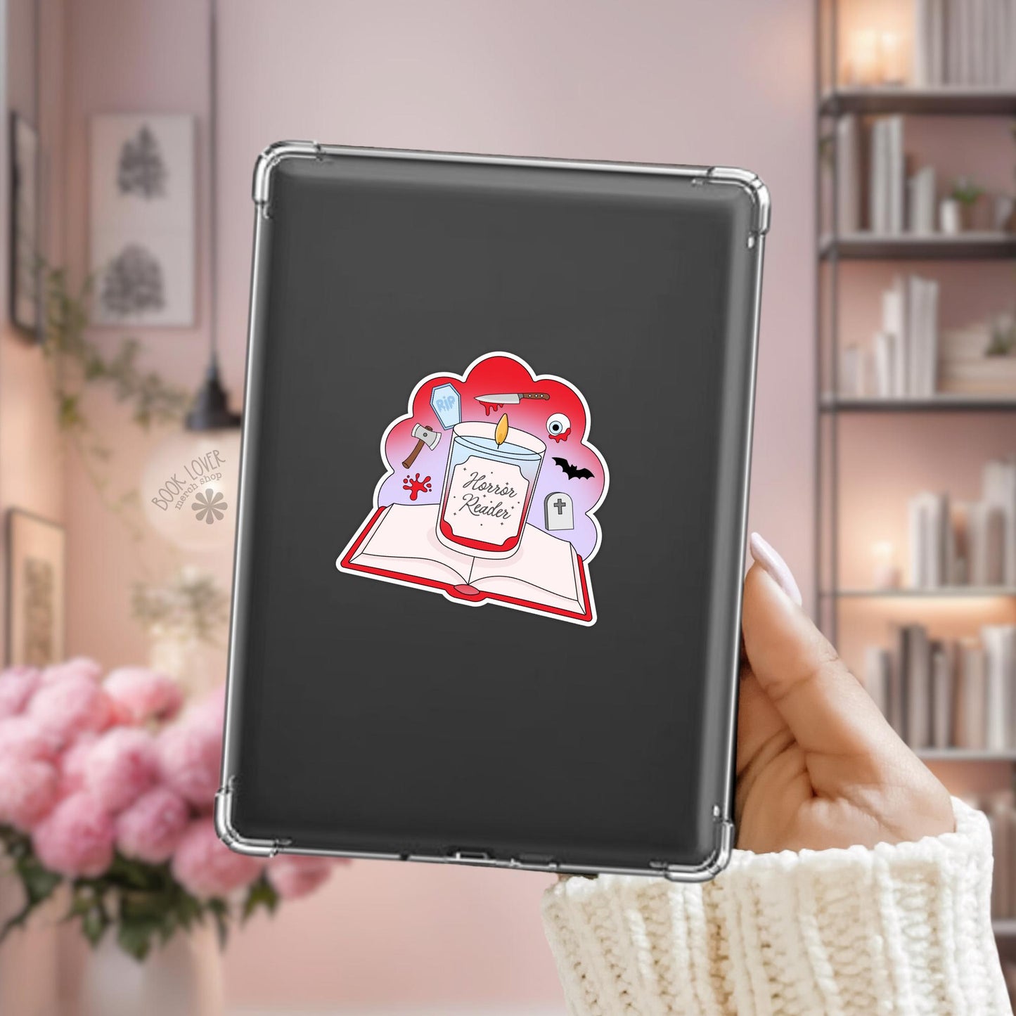 Horror Reader Book Stickers / Bookish Stickers / Book Lover Gift / Bookish Merch / Kindle Sticker / Halloween Reader / Reading Lover