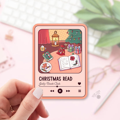 Christmas Book Club bookish sticker, vinyl die cut, holiday reader gift