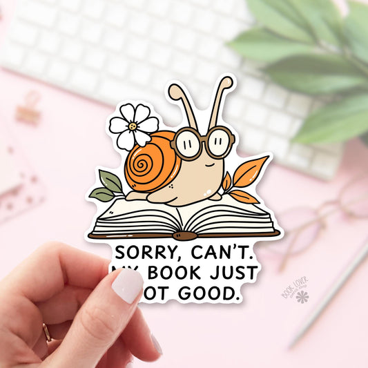 Snail Reading Glasses bookish sticker, vinyl die cut, cozy book lover gift