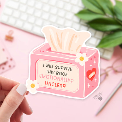 I Will Survive This Book bookish sticker – vinyl die cut – reader humor gift